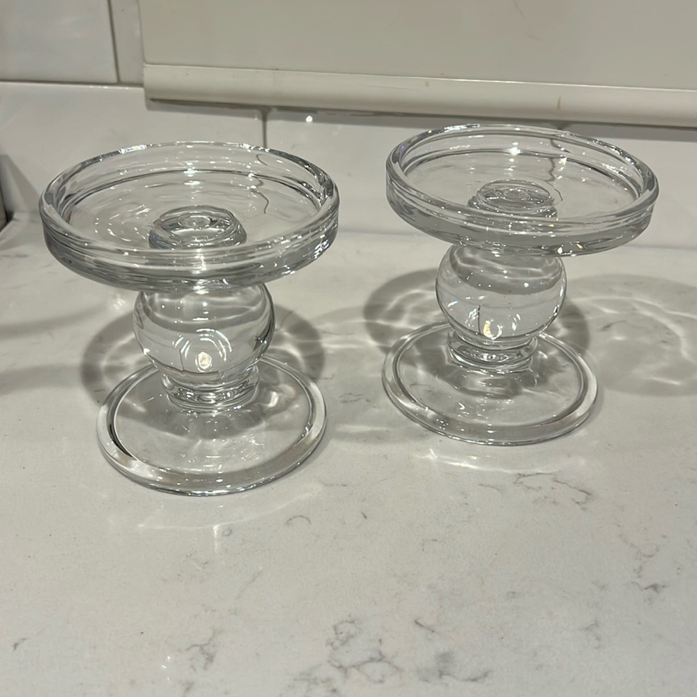 Set of glass candle holders